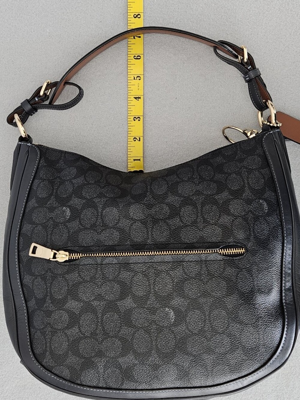 COACH EUC Sutton Signature Hobo Bag with Tassel In Charcoal Midnight Navy - Picture 15 of 16